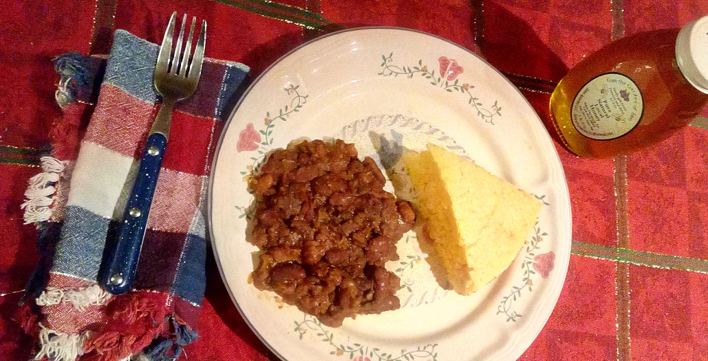 Dutch oven baked beans