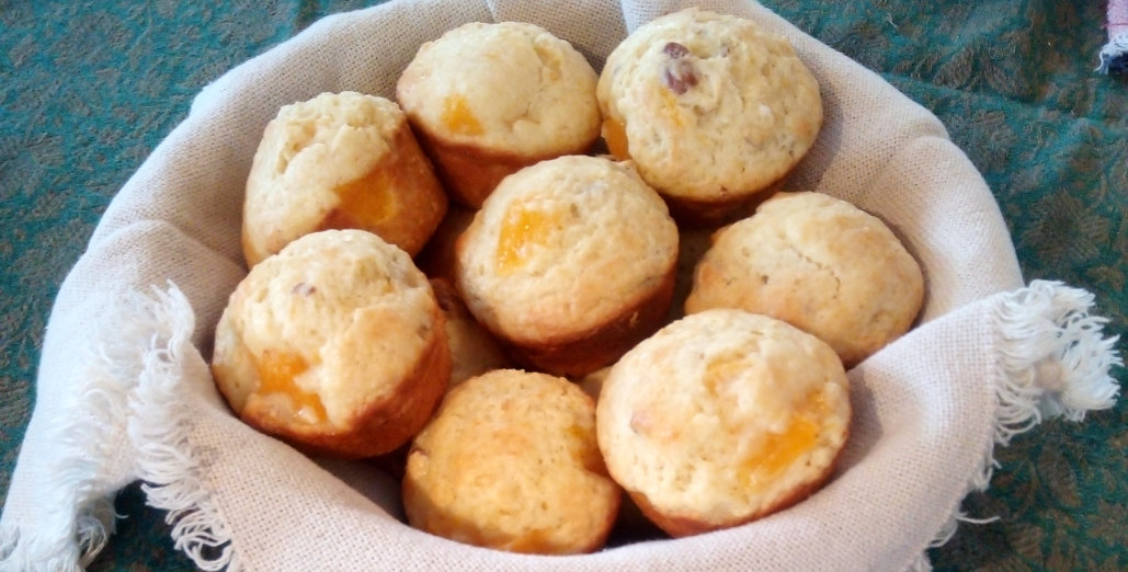 These peach-studded muffins are perfect for breakfast or tea. Not too sweet, they're full of delicate fruit flavor - and they always disappear in a flash!
